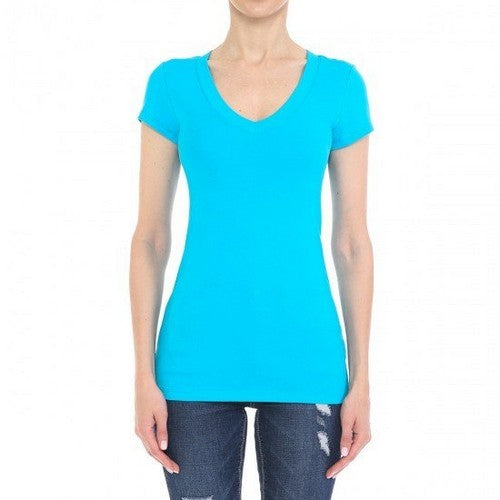 65000 V-Neck Short Sleeve T-Shirt Scuba Blue