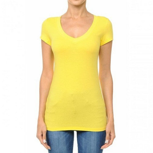 65000 V-Neck Short Sleeve T-Shirt Vibrant Yellow