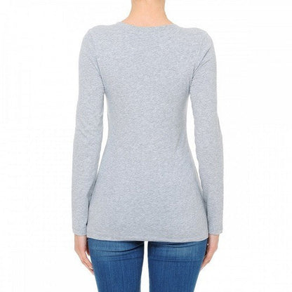 Crew Neck Long Sleeve T-Shirt Heather Grey