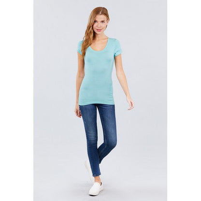 Scoop Neck Short Sleeve T-Shirt Fizzy Sage