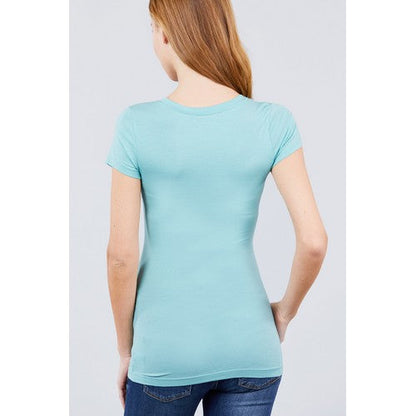 Scoop Neck Short Sleeve T-Shirt Fizzy Sage