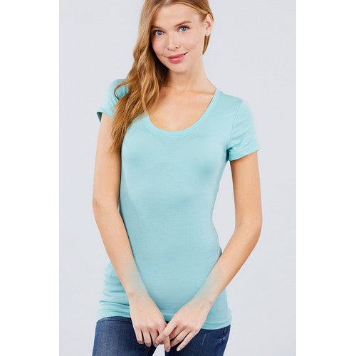 8755 Scoop Neck Short Sleeve T-Shirt Fizzy Sage