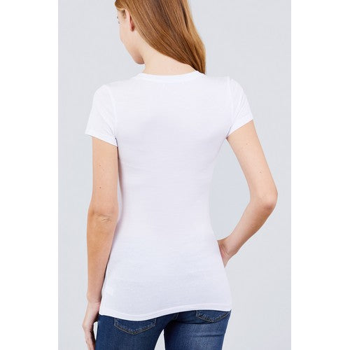 Scoop Neck Short Sleeve T-Shirt White
