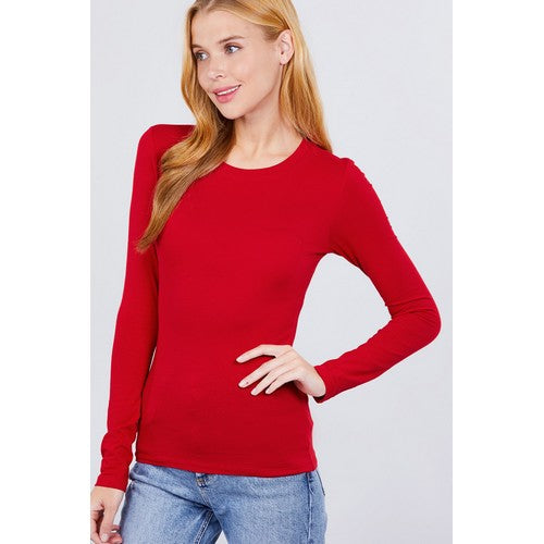 T11770 Crew Neck Long Sleeve T-Shirt Bold Red