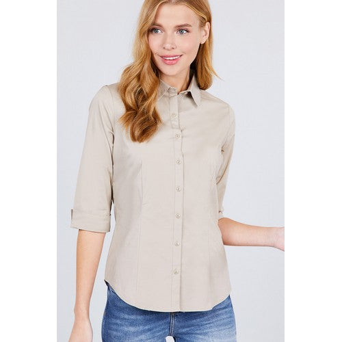 T2564XL 3/4 Sleeve Shirt Khaki