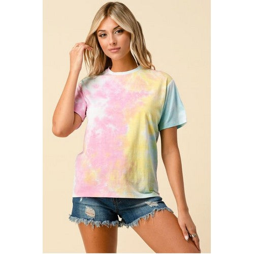 JT43238T130 Crew Neck Short Sleeve Tie Dye Tee Candy Combo