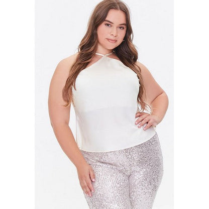 Plus Size Satin Y-Neck Cami Champagne