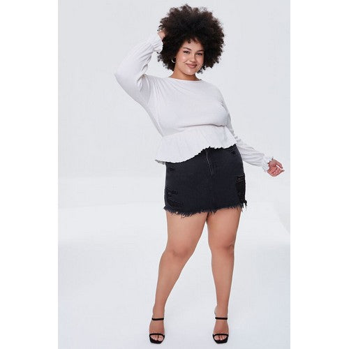 Plus Size Waffle Knit Top Cream