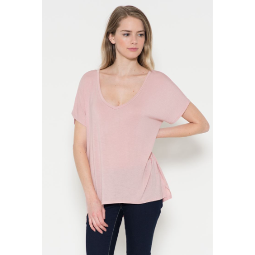 AY13592 Oversize V Neck Tee New Taupe