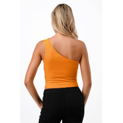 One Shoulder Cut Out Top Amber