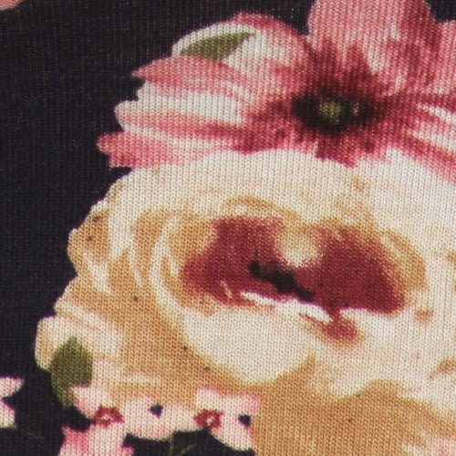 Plus Size Long Sleeve Crop Top Navy Floral Print