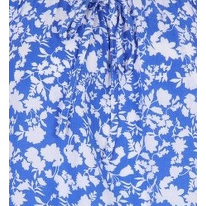 Peacocks Leaf Print Blouse Blue/White