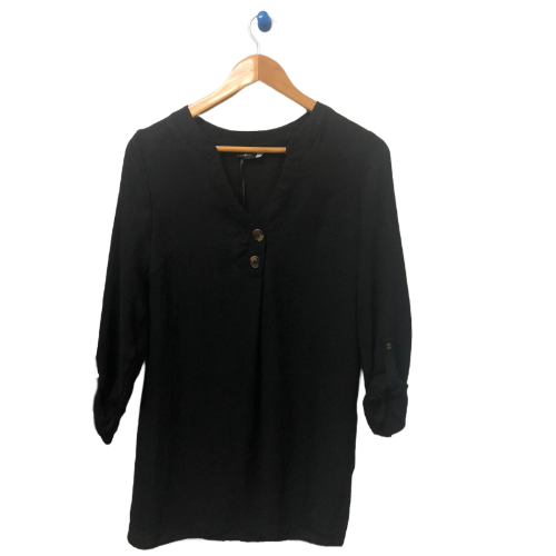 Jo 30 Long Line Button Blouse Black