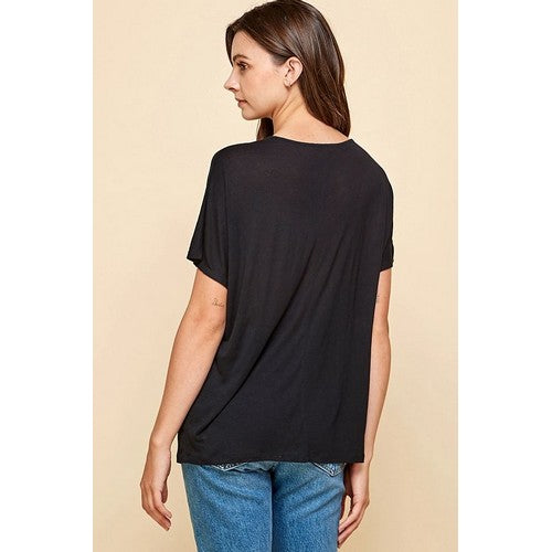 Relaxed V-Neck T-Shirt Black