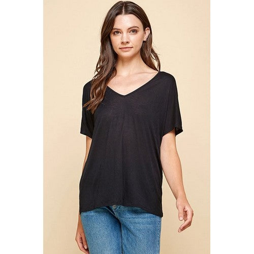 AY46988 Relaxed V-Neck T-Shirt Black