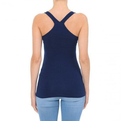 61157 Cross Back V Neck Tank Top Eclipse