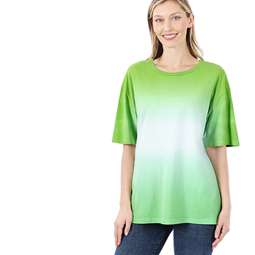 Tie Dye Round Neck Loose Fit T-Shirt Green