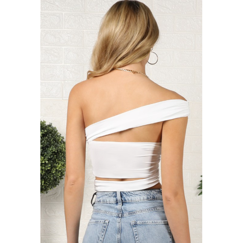 Sexy Bandage Cut Out Crop Top White