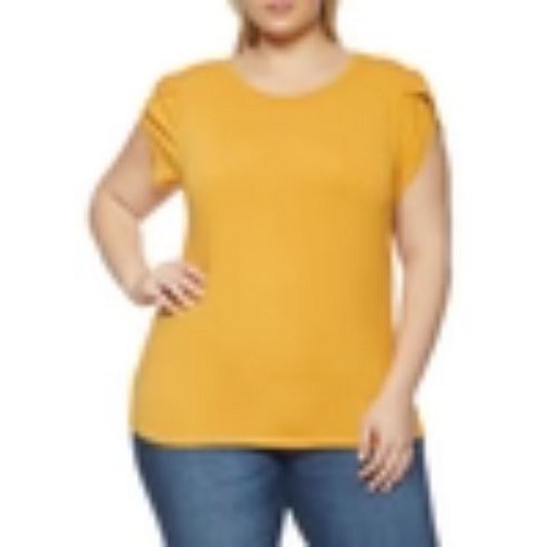 0029491446 Plus Size Petal Sleeve Top Mustard