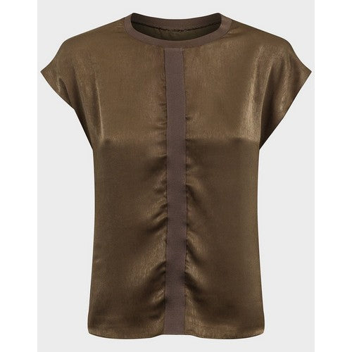 M&Co Front Panel Satin Top Moss Green