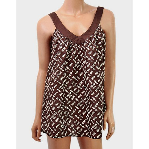 Printed V-Neck Swing Cami Top Brown