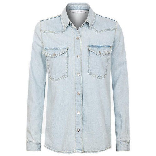 Zara Bleached Denim Shirt Ice Blue