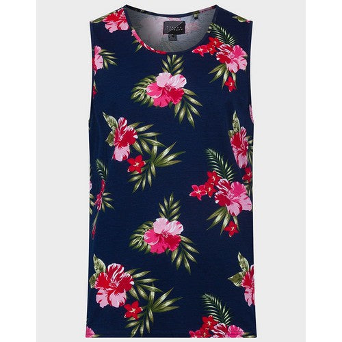 Scoop Nack Floral Pront Vest Top Navy