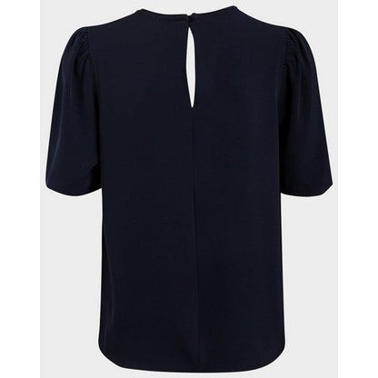 Next Pleat Sleeve Short Sleeve Top Navy