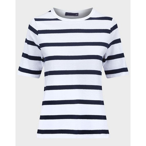 Marks & Spencer Stripe Knitted T-Shirt White/Navy