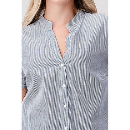 Vizio Longline Grandad Button Down Tunic Navy