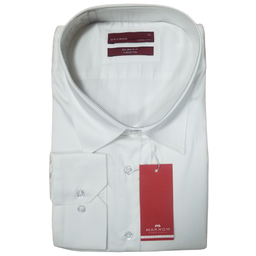 Makron Luxury Tailored Long Sleeve Shirt Oxford White Stripe