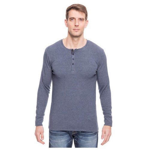 Brushed Cotton Henley Long Sleeve Jersey Navy