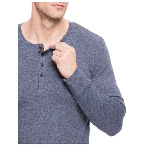 Brushed Cotton Henley Long Sleeve Jersey Navy