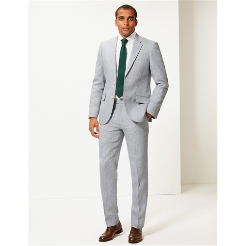 Marks & Spencer Tailored Linen Dress Pants Grey