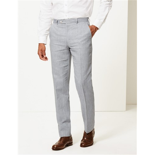 T153348 Marks & Spencer Tailored Linen Dress Pants Grey
