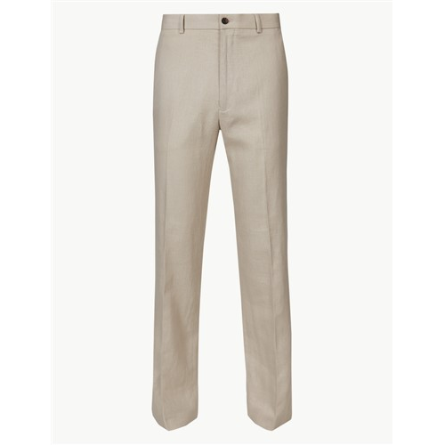 Marks & Spencer Tailored Linen Dress Pants Neutral