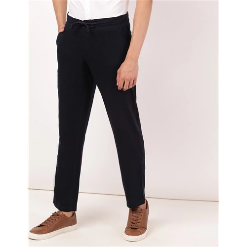 T175358M Marks & Spencer Casual Linen Pants Navy
