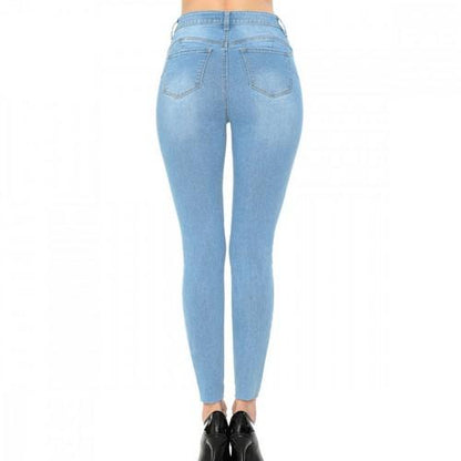 90218 Destructed High-Rise Skinny Jean Light Denim