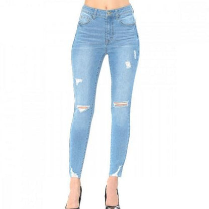 90218 Destructed High-Rise Skinny Jean Light Denim