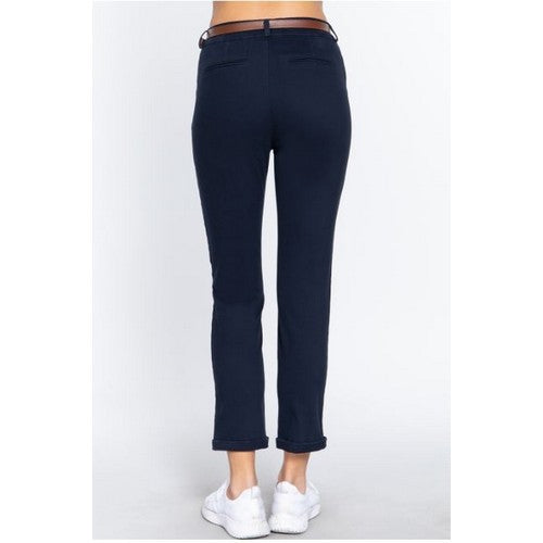 Cotton Spandex Twill Long Pants Dark Navy