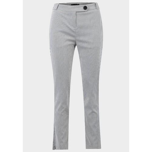 Plus Size Crop Stripe Trousers Grey