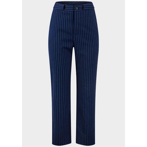 Straight Pinstripe Suit Trousers Navy