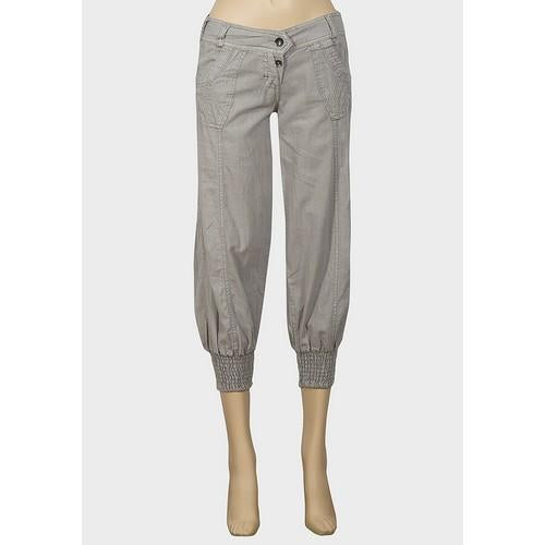 Linen Cuffed Crop Trousers Grey