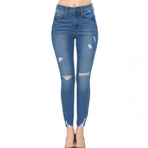 90218 Destructed High-Rise Skinny Jean Medium Denim