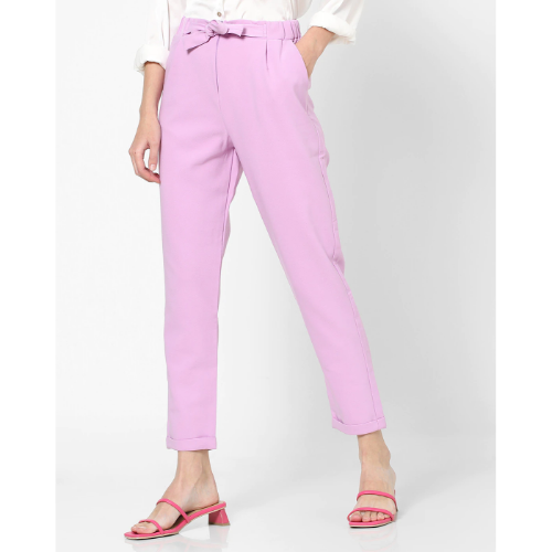 Primark Pleat Front Pants With Belt Lilac