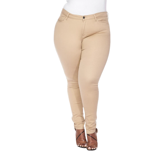 Wax Jean Plus Size Skinny Roll-Up Twill Color Jeans Khaki