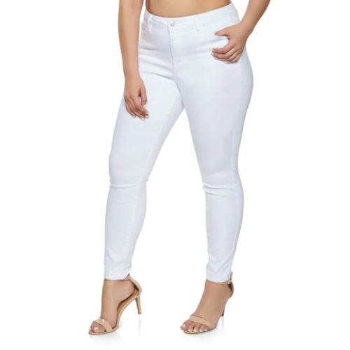 Wax Jean Plus Size Skinny Color Twill Jeans White