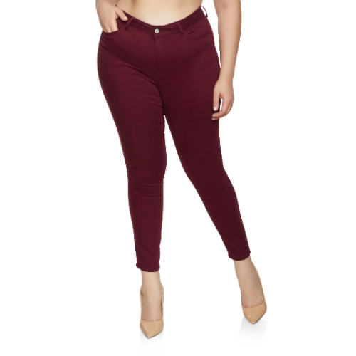 Wax Jean Plus Size Butt I Love You Twill Skinny Jeans Burgundy