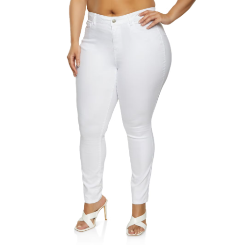 Wax Jean Plus Size Butt I Love You Twill Skinny Jeans White