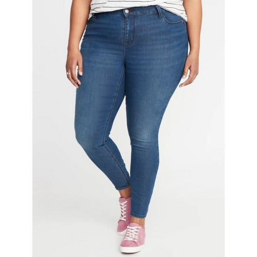 Lady Denim Plus Size Mid Rise Slim Leg Jeans Medium Denim